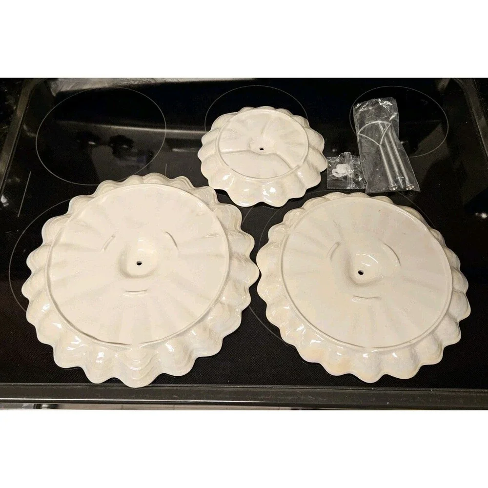 Vintage Maddux Of California Opalescent Cream & Silver 3 Tier Serving Tray READ